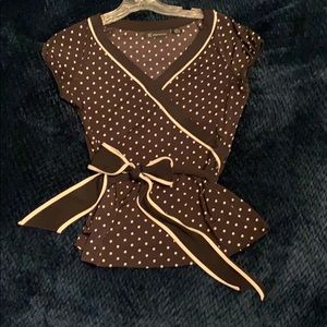 INC Cap-sleeve polka dot wrap blouse